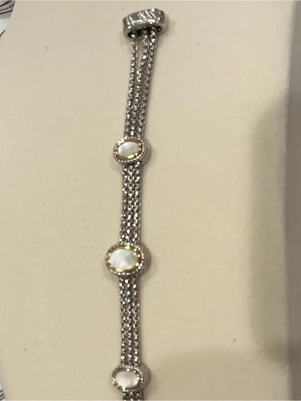 New  Two-Tone Mother of Pearl Magnetic Bracelet - 7.5”